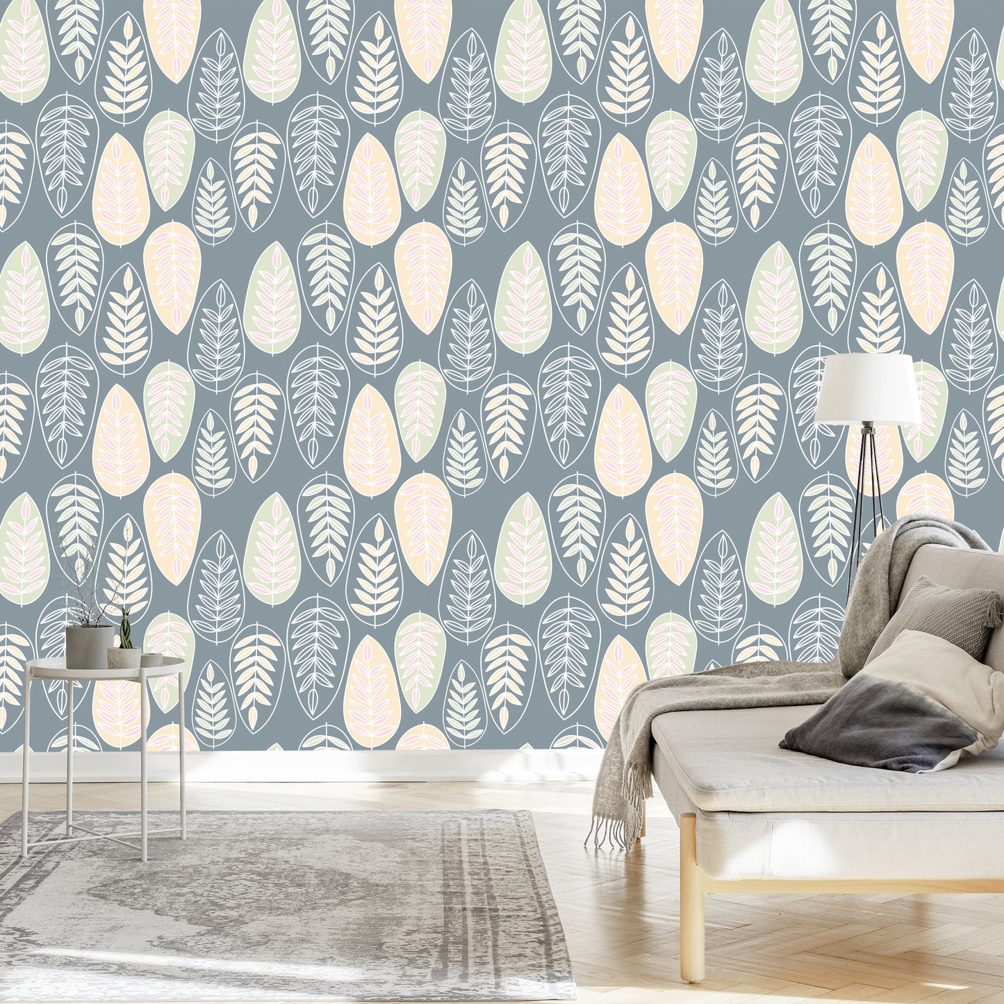 Wallpaper Leaves In Scandinavian Style