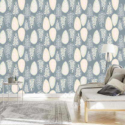 Wallpaper Leaves In Scandinavian Style