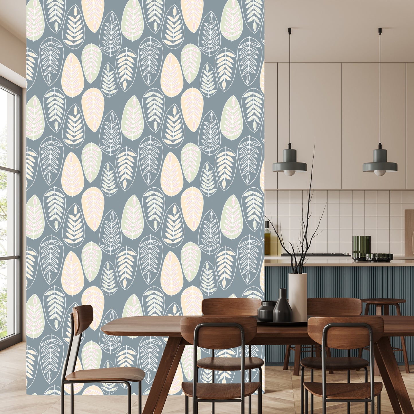 Wallpaper Leaves In Scandinavian Style