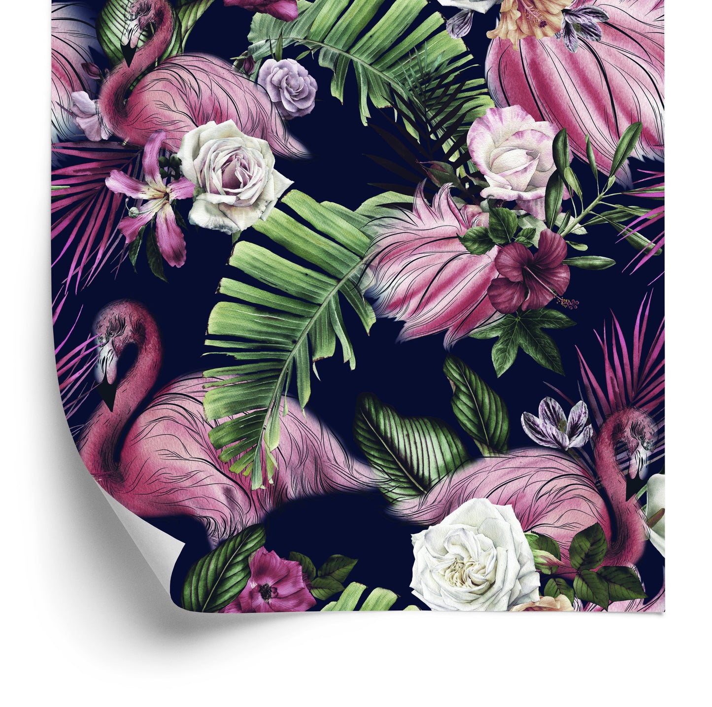 Wallpaper Birds, Flamingos, Flowers