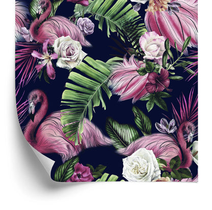 Wallpaper Birds, Flamingos, Flowers