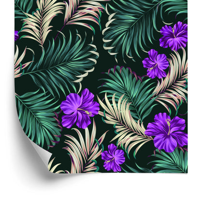 Wallpaper Hibiscus With Tropical Leaves