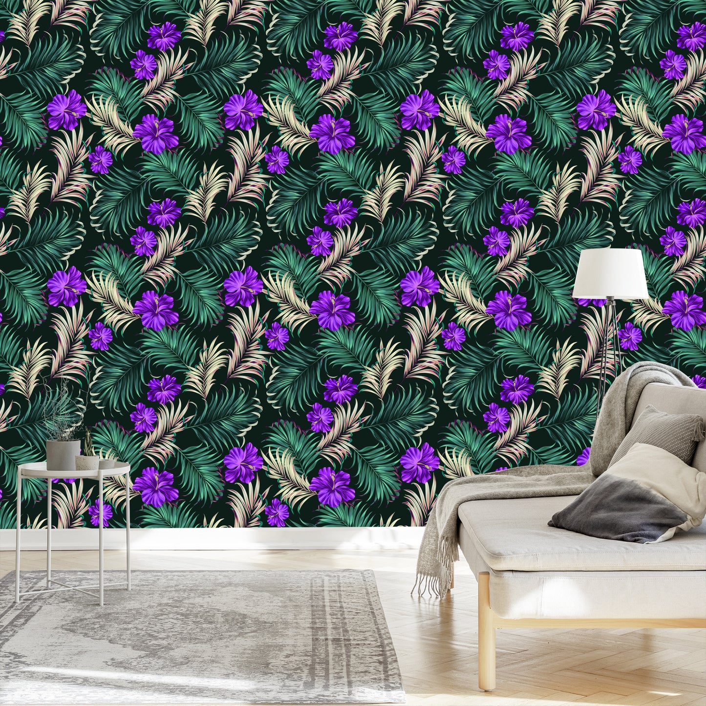 Wallpaper Hibiscus With Tropical Leaves