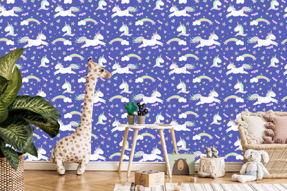 Wallpaper For Children - Unicorns, Clouds And Rainbows