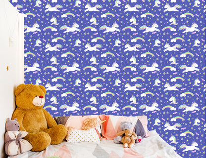 Wallpaper For Children - Unicorns, Clouds And Rainbows