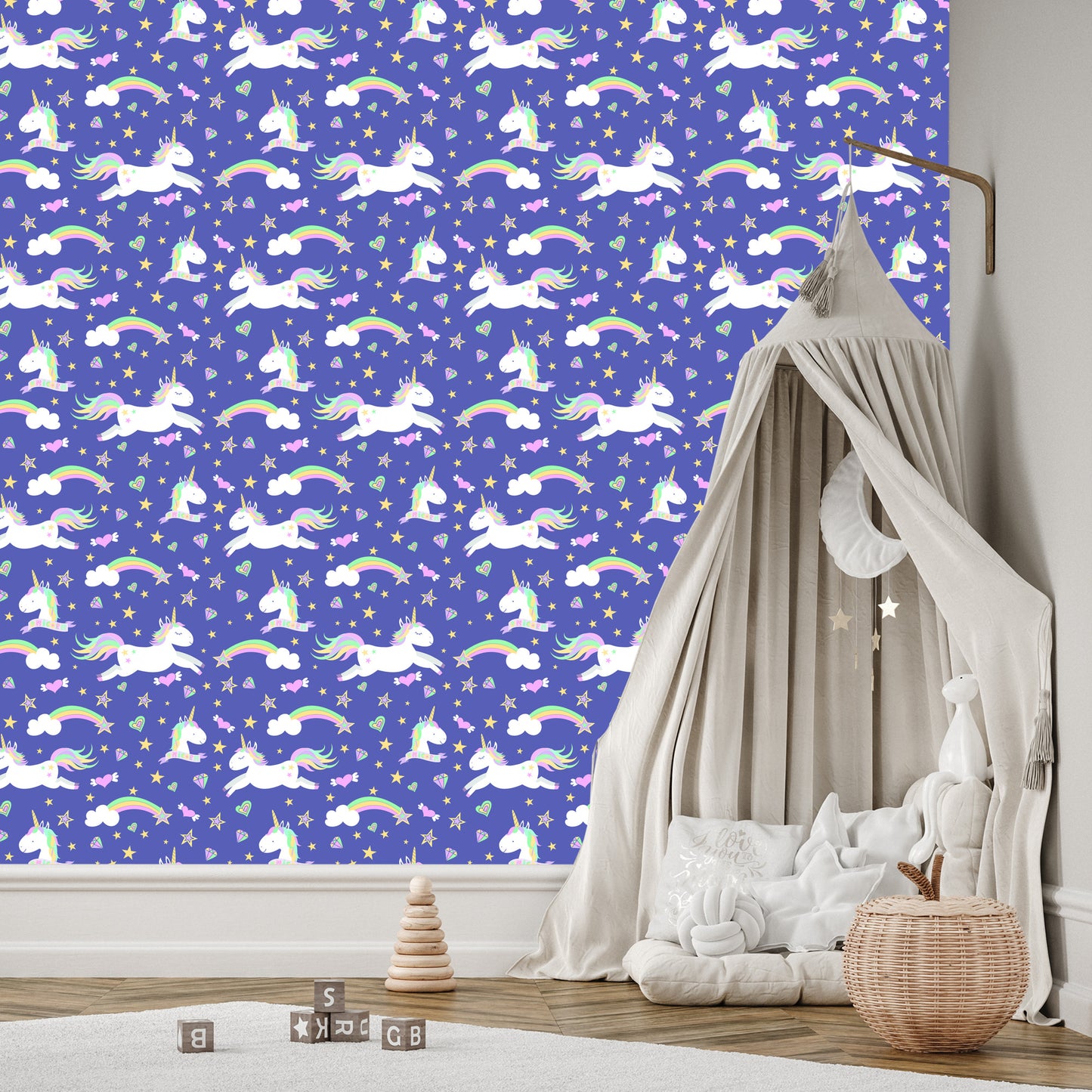 Wallpaper For Children - Unicorns, Clouds And Rainbows