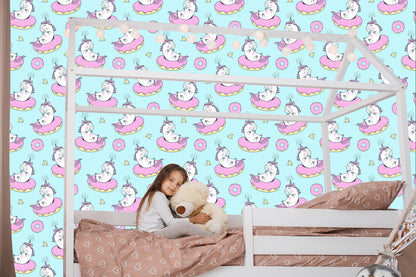 Wallpaper For Children - Unicorns And Donuts