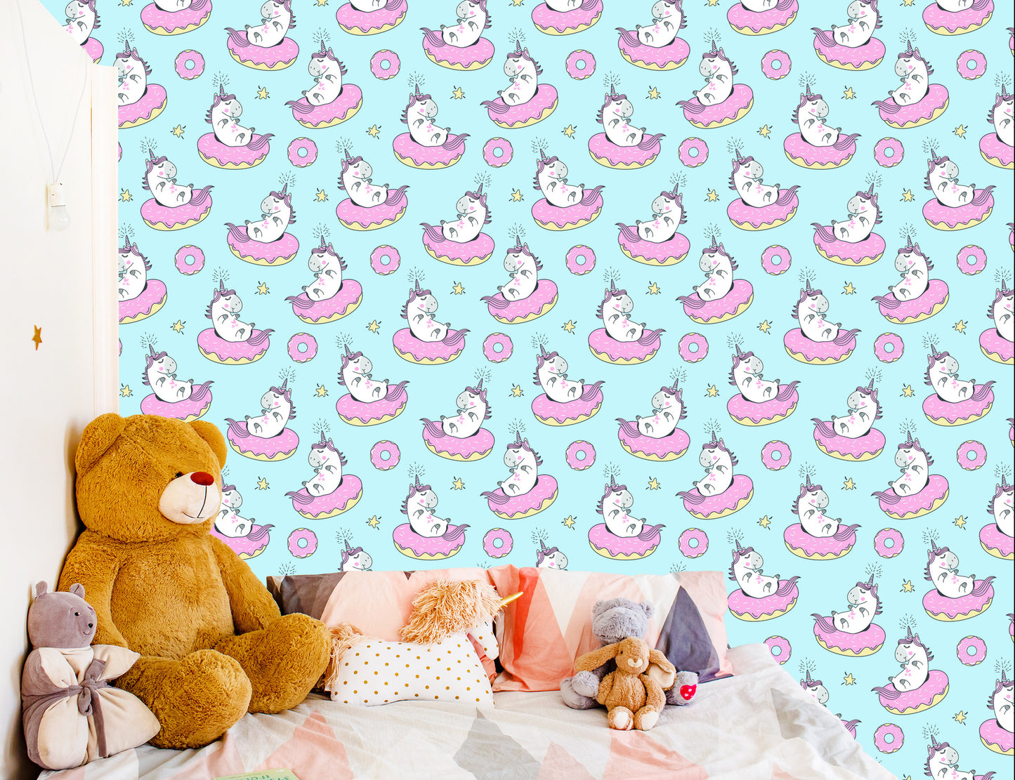 Wallpaper For Children - Unicorns And Donuts