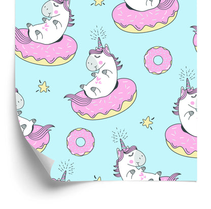 Wallpaper For Children - Unicorns And Donuts