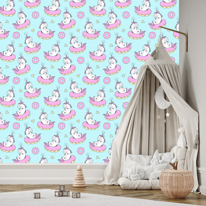 Wallpaper For Children - Unicorns And Donuts
