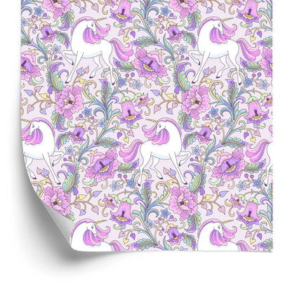 Wallpaper Unicorns In Flowers