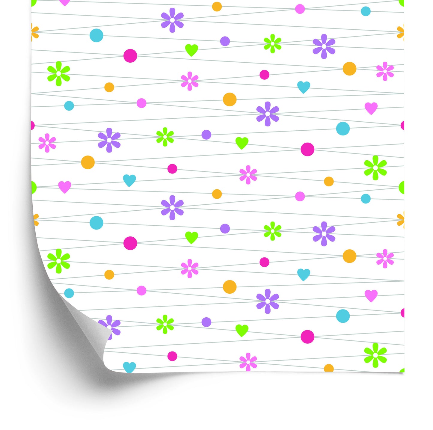 Wallpaper For Children - Colorful Flowers Hearts And Dots