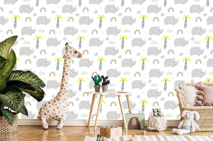 Wallpaper Animals, Trees, Rainbow, Room