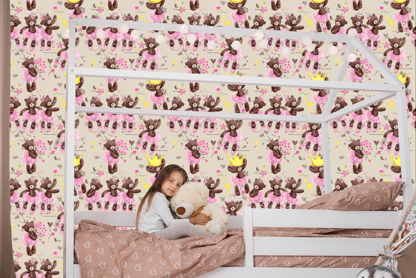 Wallpaper For Girl Teddy Bears, Christmas Flowers