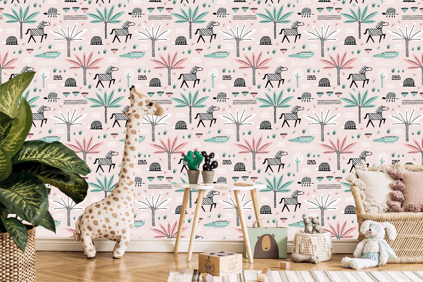 Wallpaper For Girl, Pastel Animals, Palm Trees