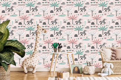 Wallpaper For Girl, Pastel Animals, Palm Trees