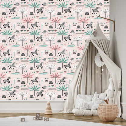 Wallpaper For Girl, Pastel Animals, Palm Trees