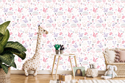 Wallpaper Pastel Animals Flowers For Girls