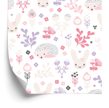 Wallpaper Pastel Animals Flowers For Girls