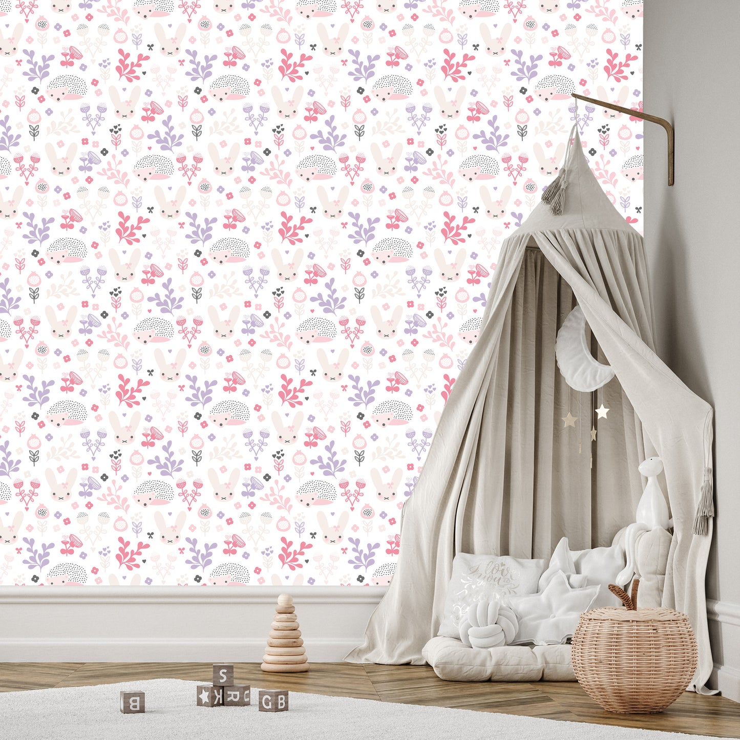 Wallpaper Pastel Animals Flowers For Girls