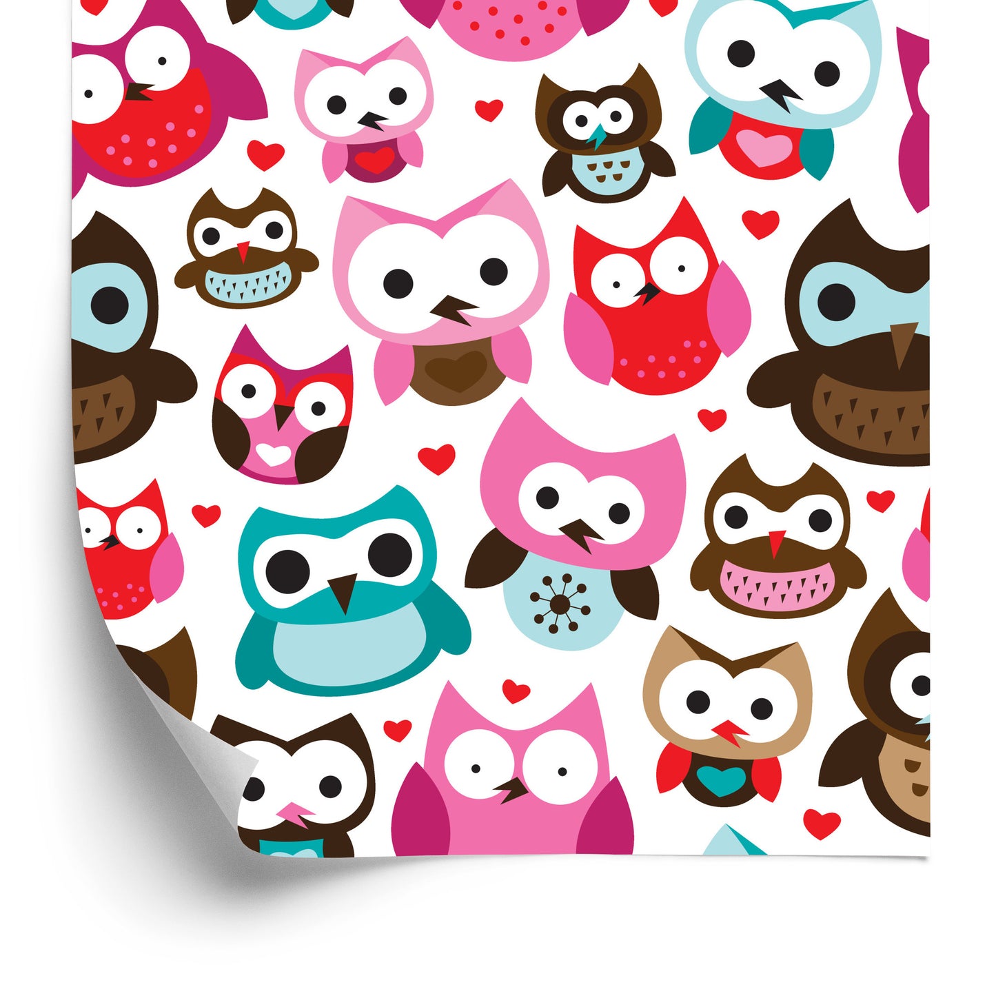 Wallpaper For Girls' Room Colorful Owls Hearts