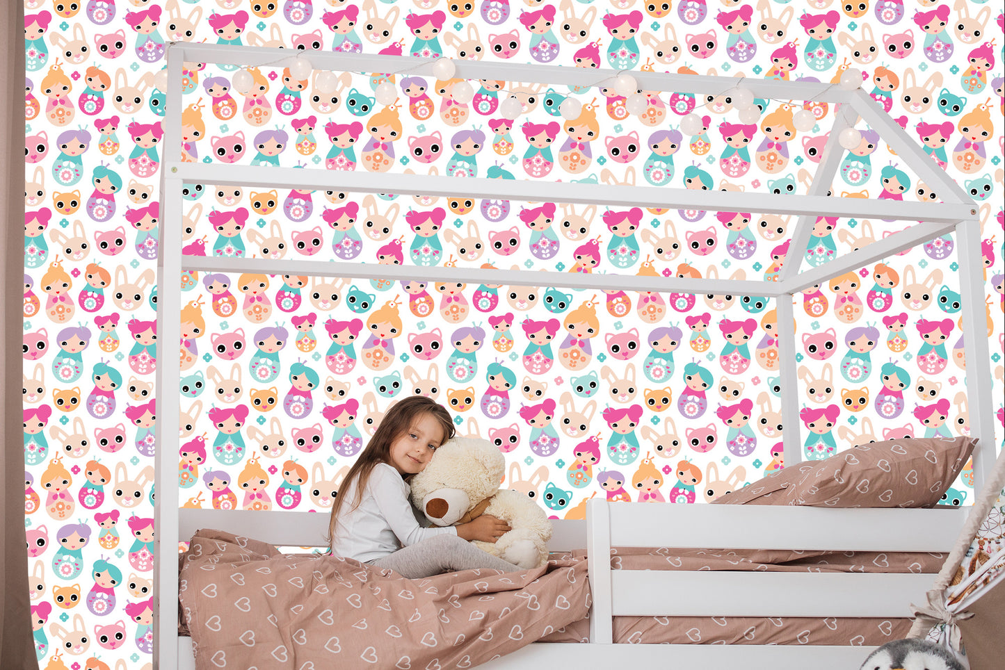 Wallpaper For The Room Of Baby Girls, Animals, Flowers