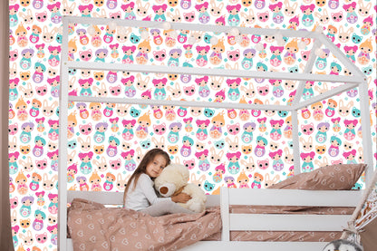 Wallpaper For The Room Of Baby Girls, Animals, Flowers