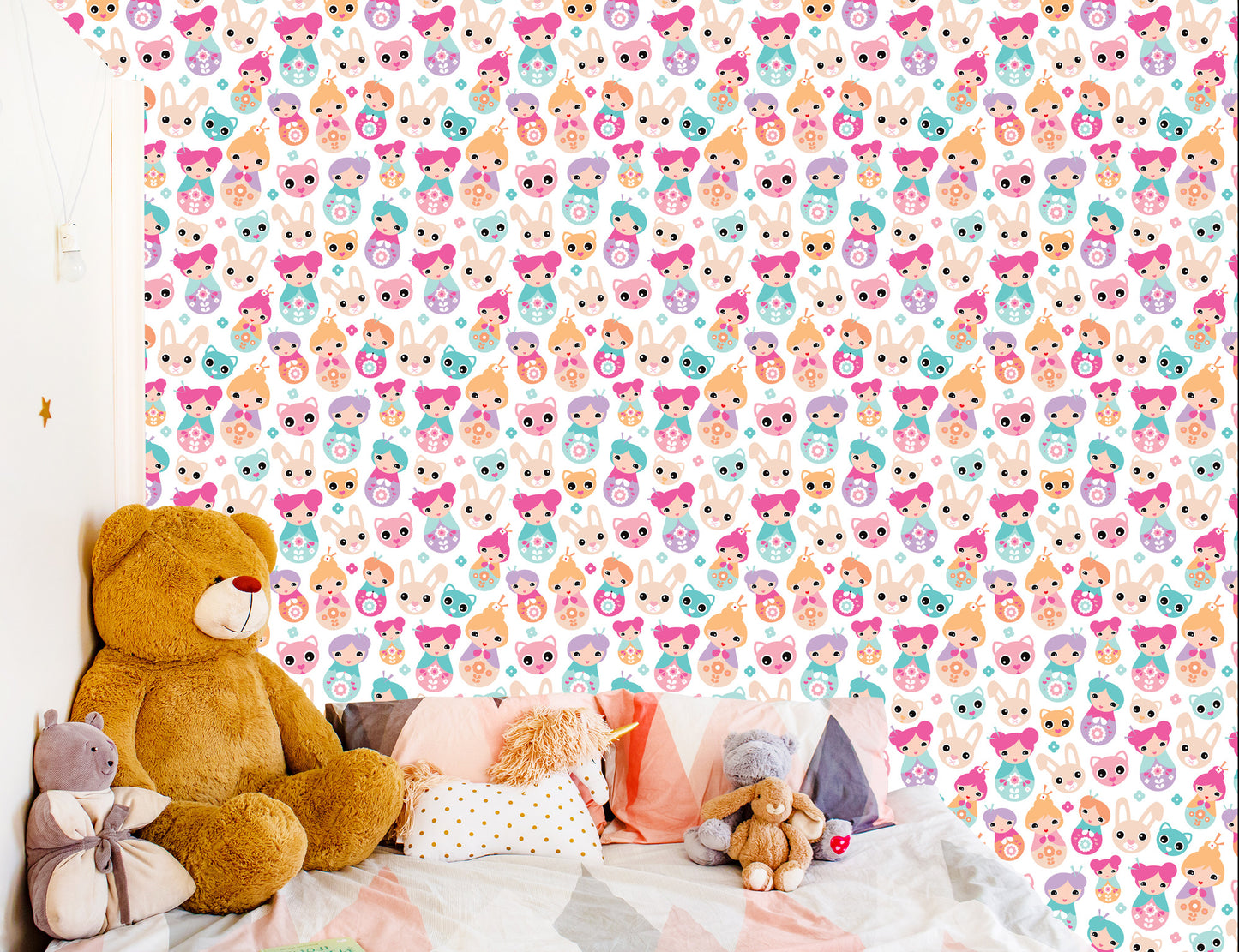 Wallpaper For The Room Of Baby Girls, Animals, Flowers