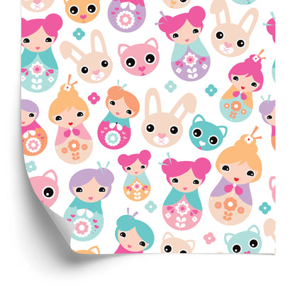Wallpaper For The Room Of Baby Girls, Animals, Flowers