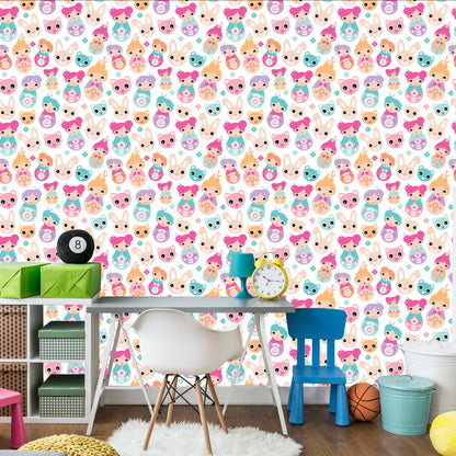 Wallpaper For The Room Of Baby Girls, Animals, Flowers
