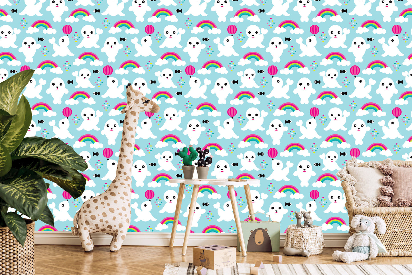 Wallpaper Fish Seals, Rainbow Sky