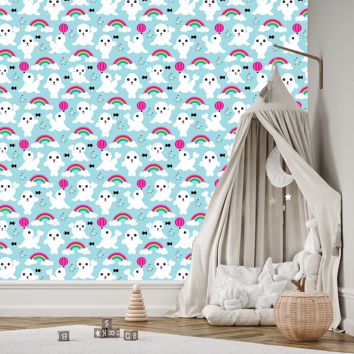Wallpaper Fish Seals, Rainbow Sky