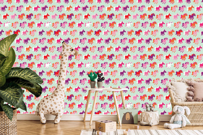 Wallpaper Colorful Horses Room Girls