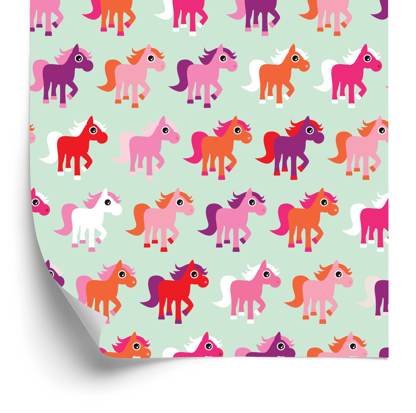Wallpaper Colorful Horses Room Girls