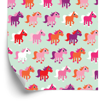 Wallpaper Colorful Horses Room Girls