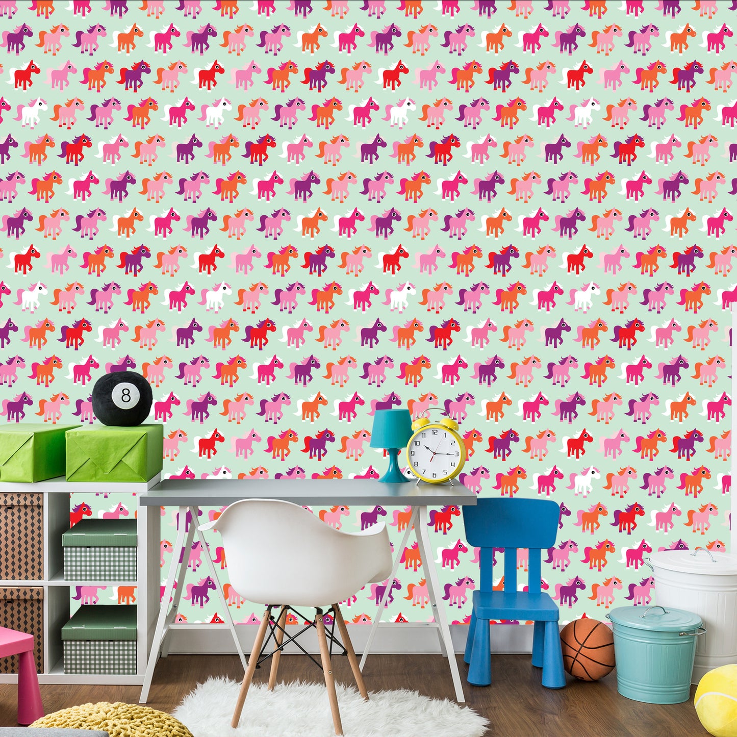 Wallpaper Colorful Horses Room Girls