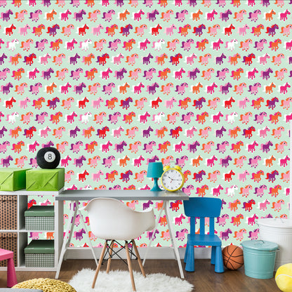 Wallpaper Colorful Horses Room Girls