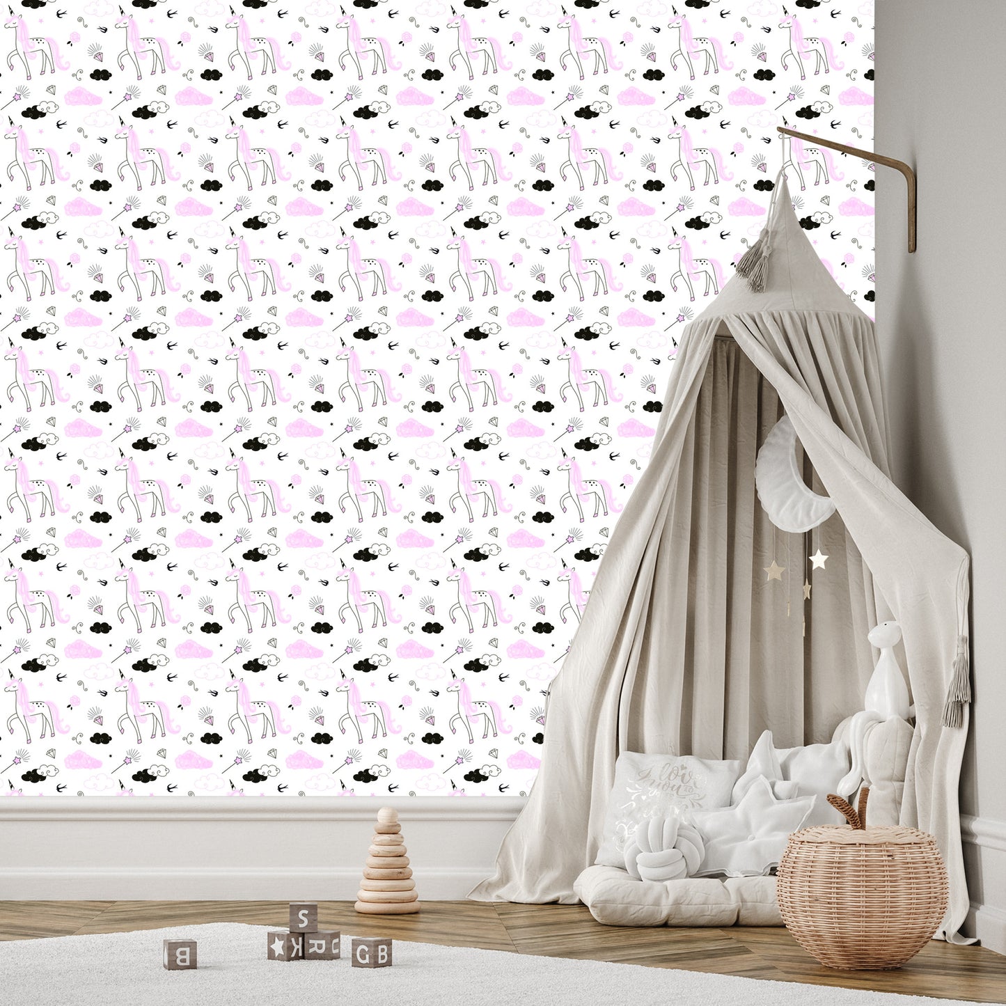 Wallpaper For Girls Unicorns Clouds Diamonds