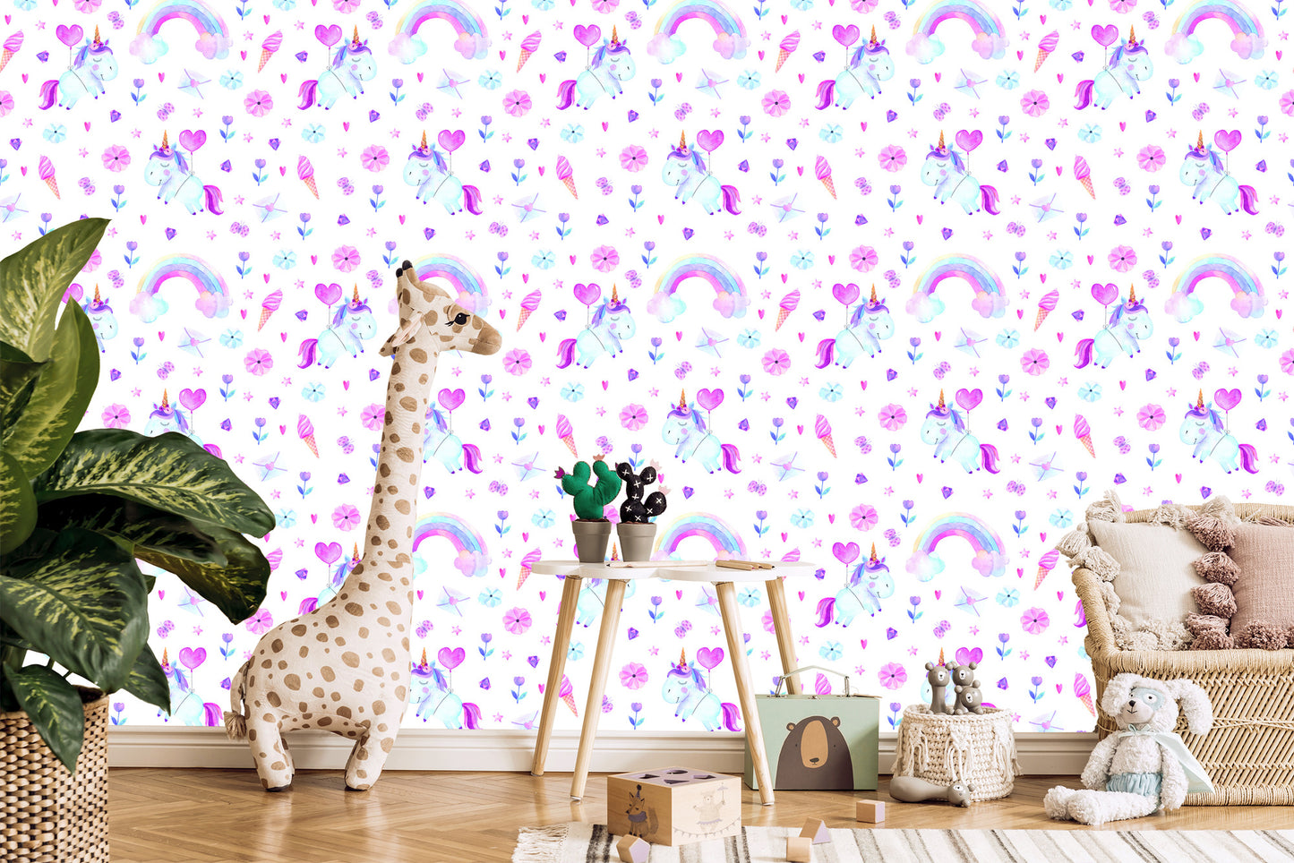 Wallpaper For A Girl Unicorns. Diamonds. Hearts
