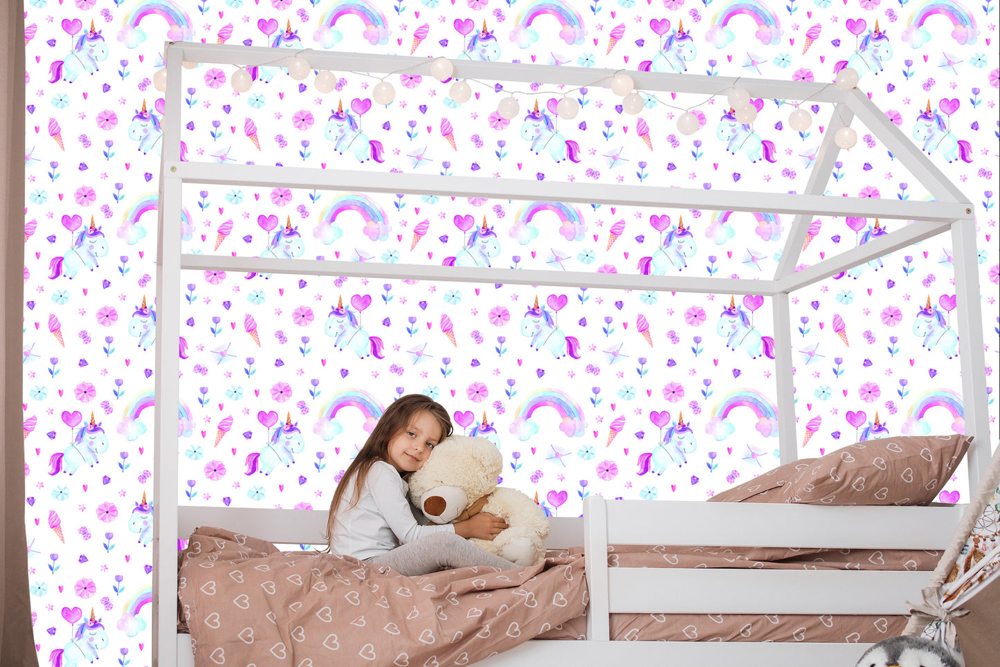 Wallpaper For A Girl Unicorns. Diamonds. Hearts