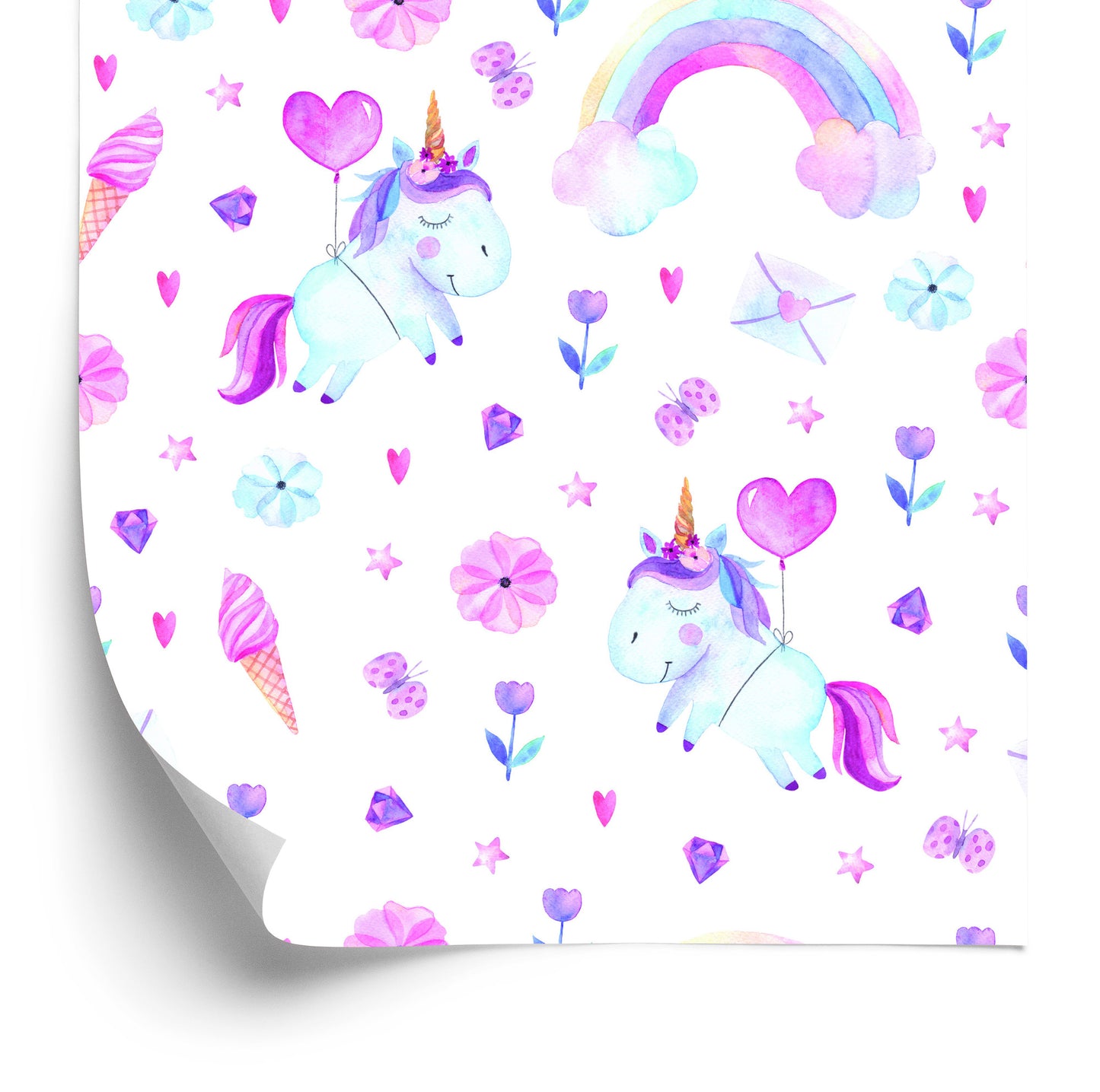 Wallpaper For A Girl Unicorns. Diamonds. Hearts