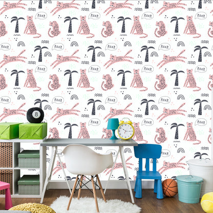 Wallpaper In The Room Of The Girl. Wild Animals. Cats