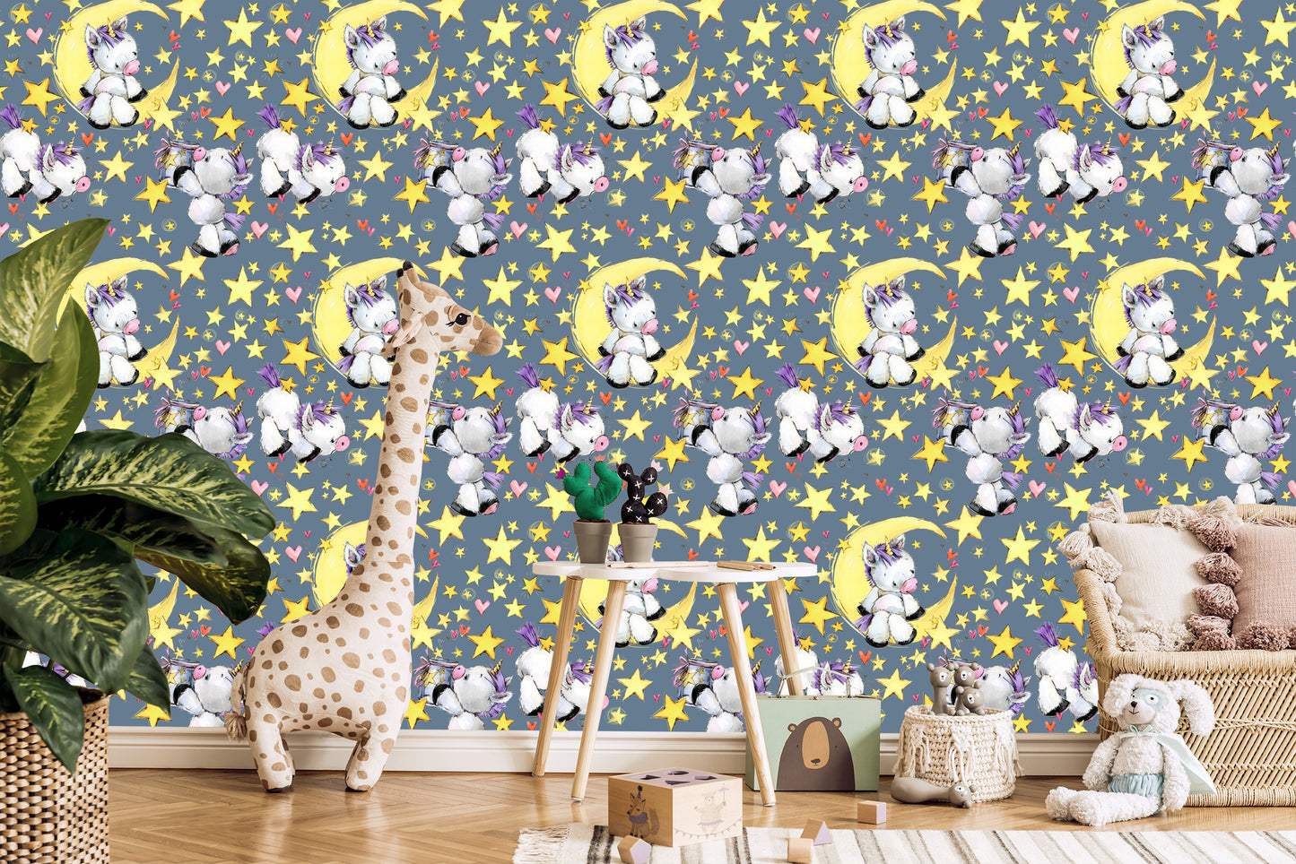 Wallpaper For A Girl Unicorns Moon Stars