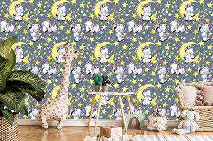 Wallpaper For A Girl Unicorns Moon Stars