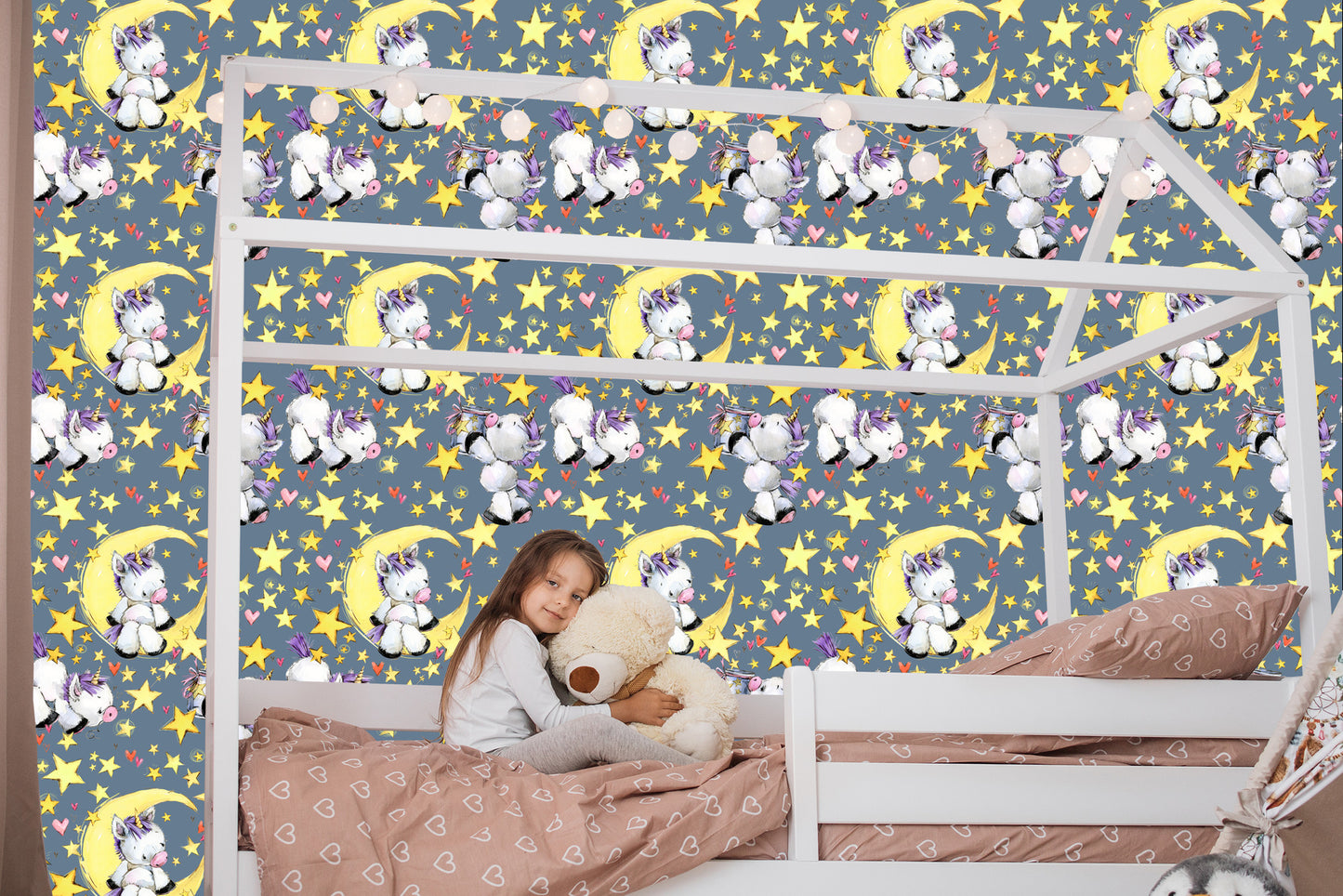 Wallpaper For A Girl Unicorns Moon Stars