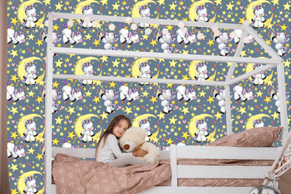 Wallpaper For A Girl Unicorns Moon Stars