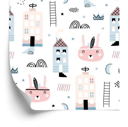 Wallpaper Colorful Houses And Hearts