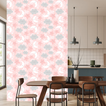 Wallpaper For Children - Happy Stars, Clouds And Moons