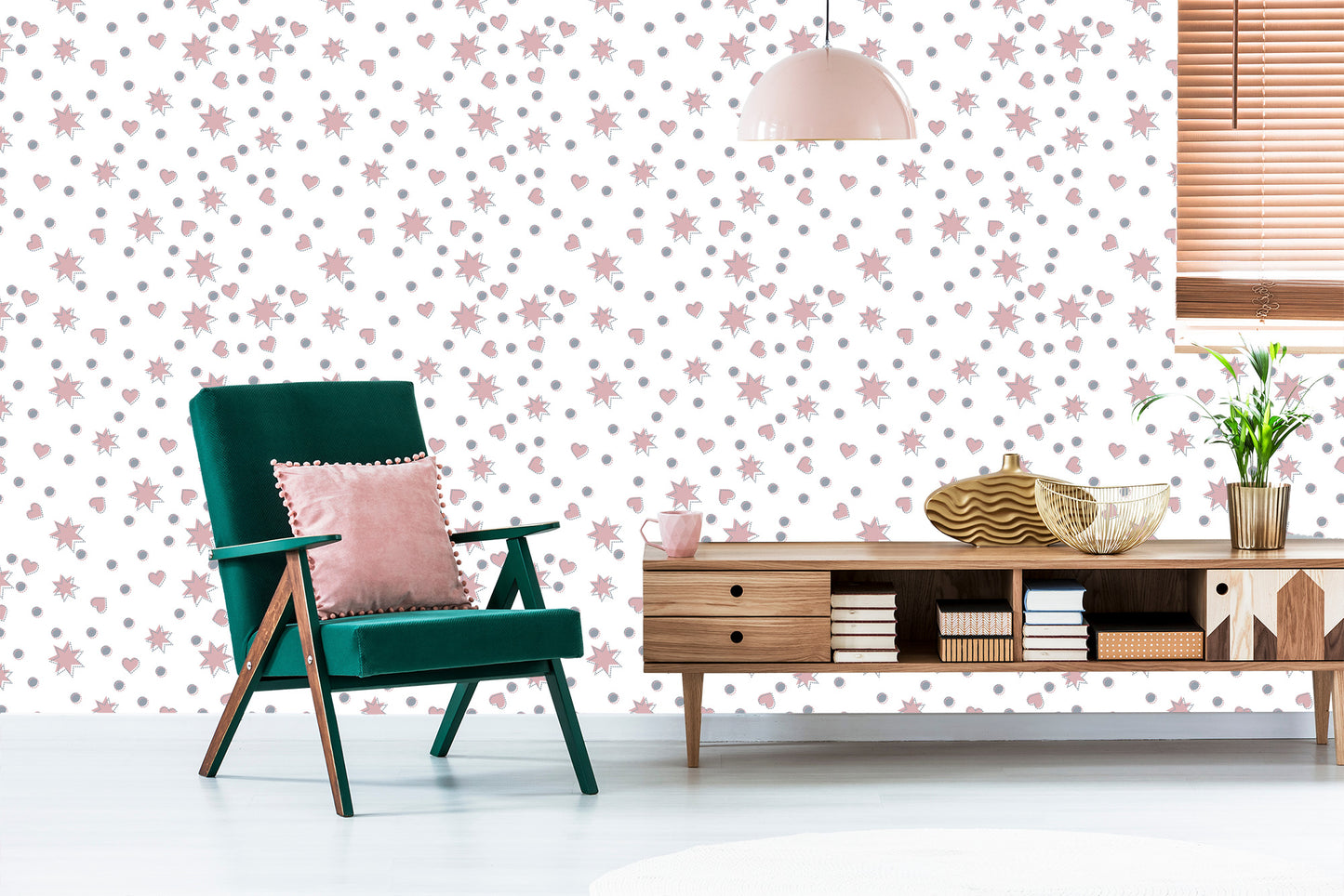 Wallpaper For Children - Hearts And Circles Stars