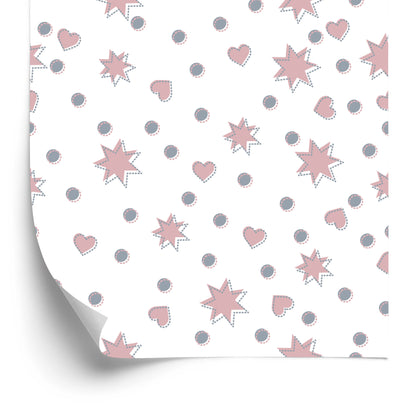 Wallpaper For Children - Hearts And Circles Stars